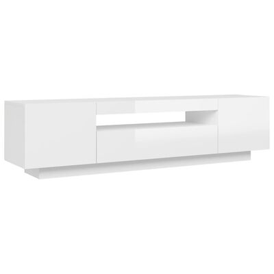 vidaXL TV Cabinet with LED Lights High Gloss White 160x35x40 cm