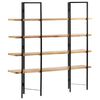 vidaXL Bookcase | Natural wood and black | Solid mango wood, powder-coated steel