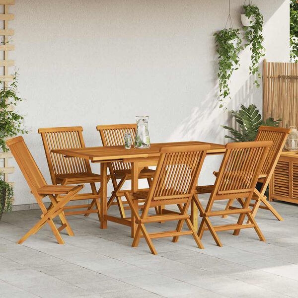 vidaXL 7 Piece Garden Dining Set Solid Teak Wood