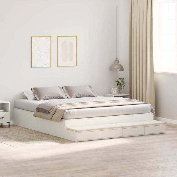 vidaXL Storage Bed Frame with Drawer White 180 cm Engineered Wood