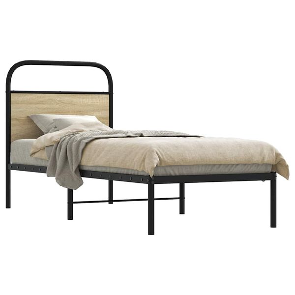 vidaXL Bed Frame Without Mattress 75x190 cm Small Single Sonoma Oak Engineered Wood
