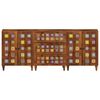 vidaXL Sideboard 3 pcs Walnut Solid Mango Wood