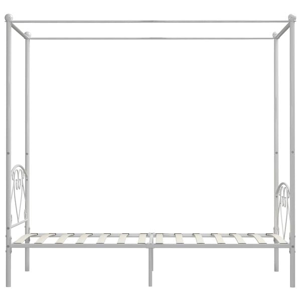 vidaXL Canopy Bed Frame without Mattress White Metal 100x200 cm