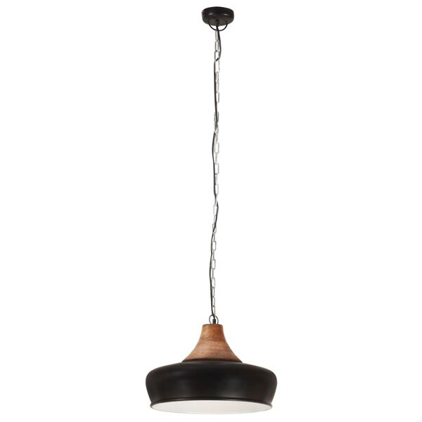vidaXL Industrial Hanging Lamp Black Iron & Solid Wood 26 cm E27