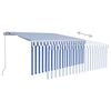 vidaXL Manual Retractable Awning with Blind&LED 3x2.5m Blue&White