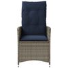 vidaXL Reclining Garden Chairs 2 pcs with Cushions Grey Poly Rattan