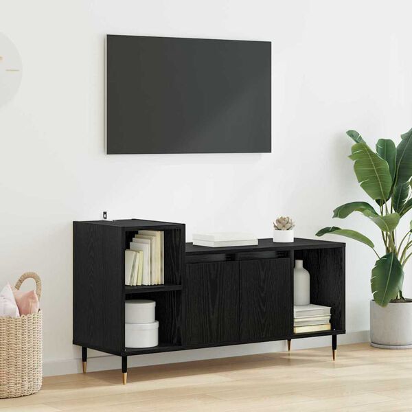 vidaXL TV Cabinet Black Oak 100 x 35 x 55 cm Engineered Wood
