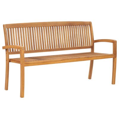 vidaXL 3-Seater Stacking Garden Bench 159 cm Solid Teak Wood