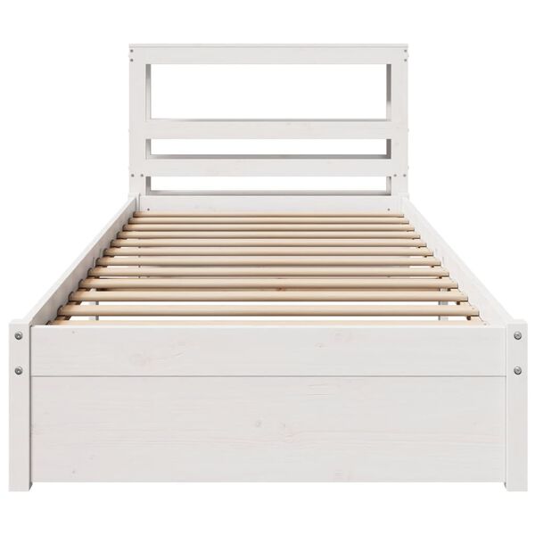 vidaXL Bed Frame with Headboard without Mattress White 90x190 cm Single
