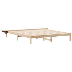 vidaXL Bed Frame with Side Tables Natural 200 x 220 cm Solid Pine Wood