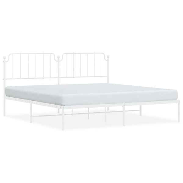 vidaXL Metal Bed Frame without Mattress with Headboard White 193x203cm
