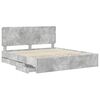 vidaXL Bed Frame with Drawer Concrete Grey 200 x 200 cm Engineer Wood