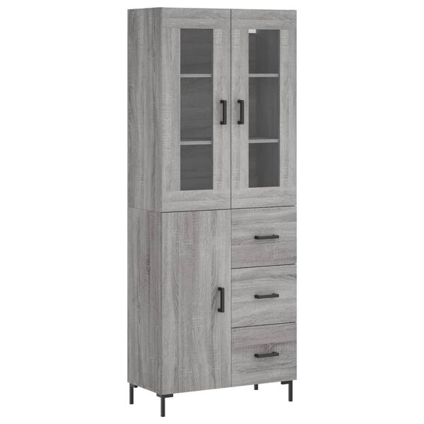 vidaXL Highboard Grey Sonoma 69.5x34x180 cm Engineered Wood