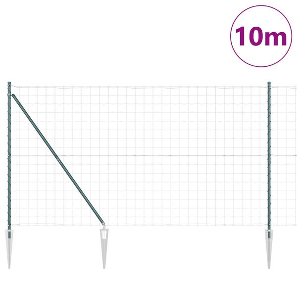 vidaXL Fence with Post Green 1.5 x 10 m Steel