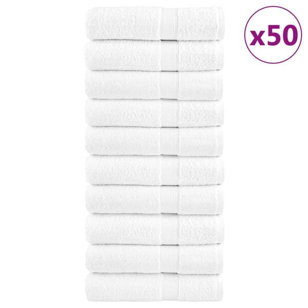 vidaXL Premium Hand Towels "SOLUND" 50 pcs White 50x100 cm 600 gsm