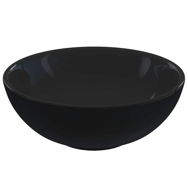 vidaXL Wash Basin Gloss Black Ø28x10 cm Ceramic