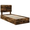 vidaXL Storage Bed with Drawer Smoked Oak 90 x 200 cm Engineered Wood