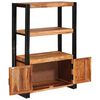 vidaXL Bookshelf with Doors Brown Solid Acacia Wood and Metal