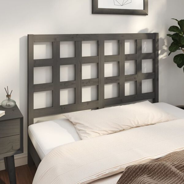 vidaXL Bed Headboard Grey 125.5x4x100 cm Solid Wood Pine