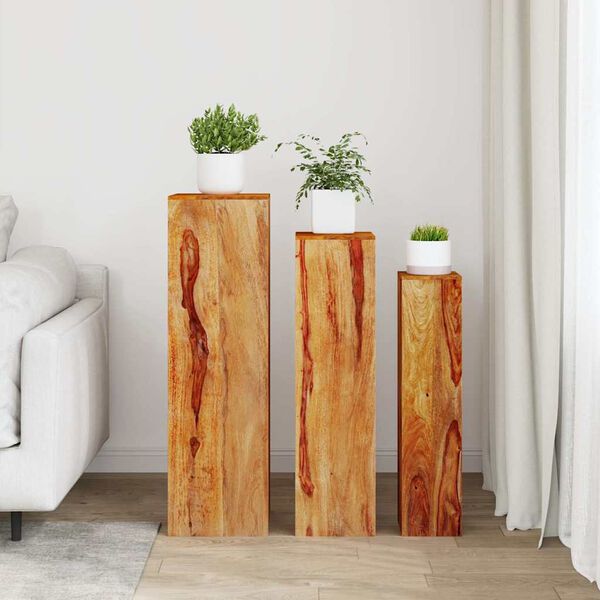 vidaXL 3 Piece Plant Stands Solid Acacia Wood Brown