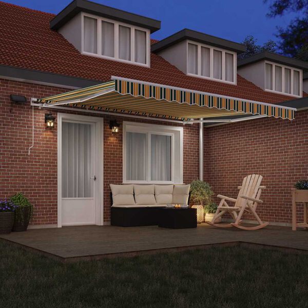 vidaXL Retractable Awning Manual Green and yellow 400 x 300 cm