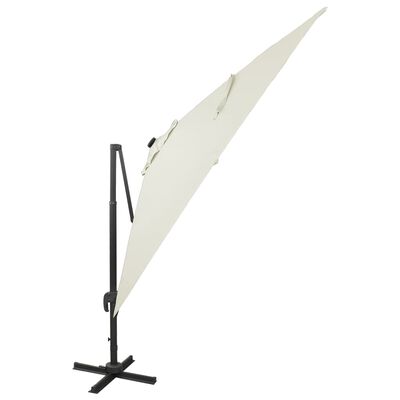 vidaXL Cantilever Umbrella with Pole and LED Lights Sand 300 cm