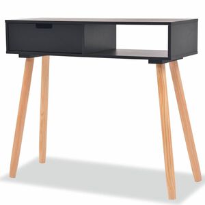 vidaXL Console Table Solid Pinewood 80x30x72 cm Black