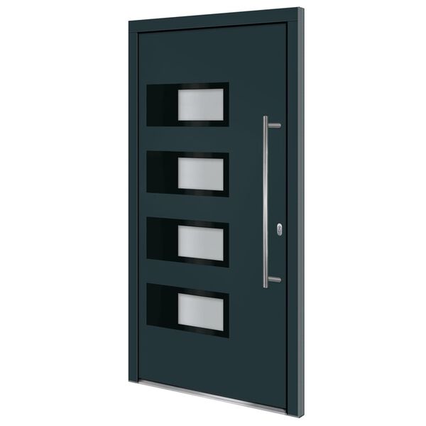 vidaXL Front Door Anthracite 100x200 cm Aluminium and PVC