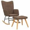 vidaXL Rocking Chair with a Stool Brown Fabric