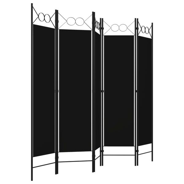 vidaXL 5-Panel Room Divider Black 200x180 cm