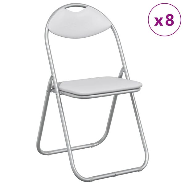 vidaXL Folding Chair 8 pcs White and Grey 48 x 43.5 x 81 cm