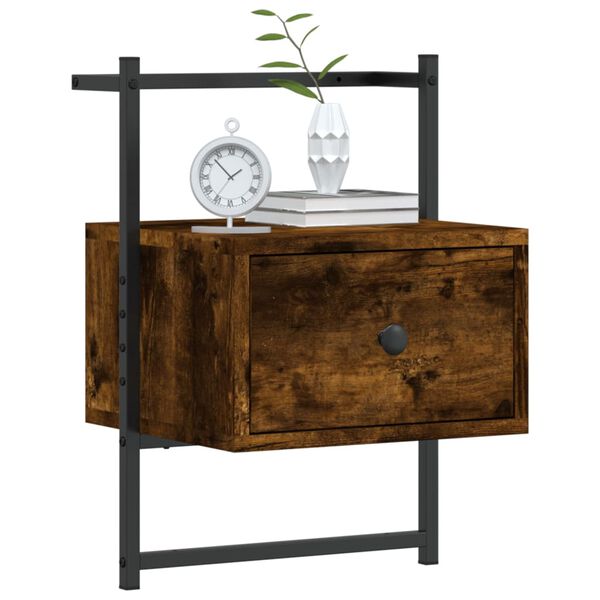 vidaXL Bedside Cabinets Wall-mounted 2 pcs Smoked Oak 35x30x51 cm Engineered Wood