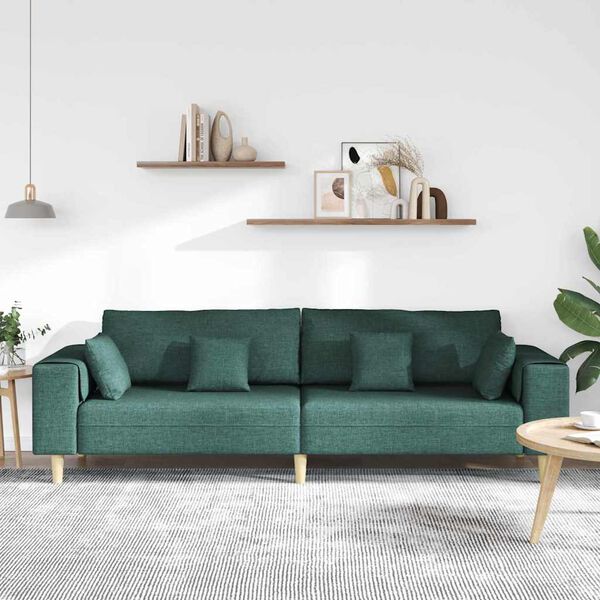 vidaXL Fabric Sofa with Cushion Dark Green 208 cm Fabric