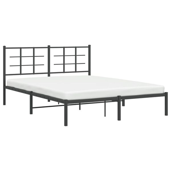 vidaXL Metal Bed Frame without Mattress with Headboard Black 160x200cm