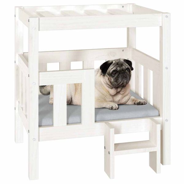 vidaXL Dog Bed White 65.5x50.5x70 cm Solid Wood Pine
