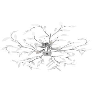 vidaXL Ceiling Lamp Acrylic Crystal Leaf Arms for 5 E14 Bulbs White