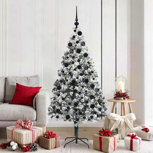 vidaXL Artificial Christmas Tree with 300 LEDs with Stand White 180 cm