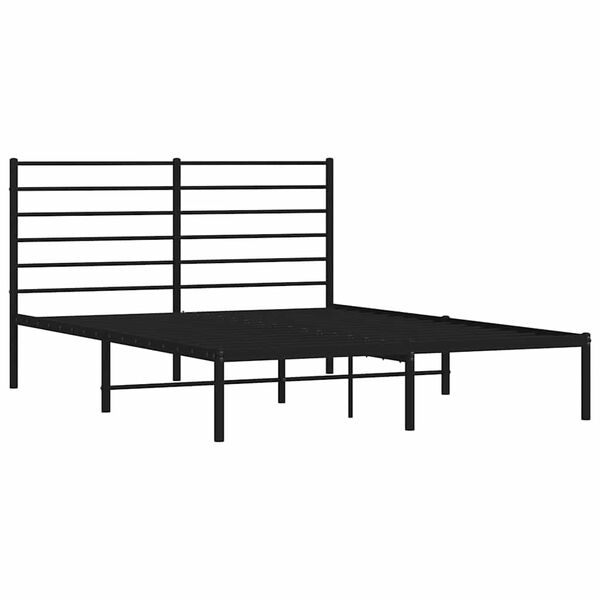 vidaXL Metal Bed Frame without Mattress with Headboard Black 140x190cm