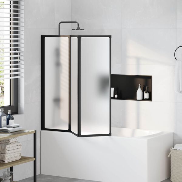 vidaXL Shower Screen Folding Black 120 x 2 x 117 cm Aluminium and PP