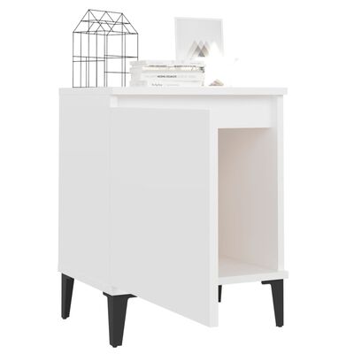 vidaXL Bed Cabinet with Metal Legs White 40x30x50 cm