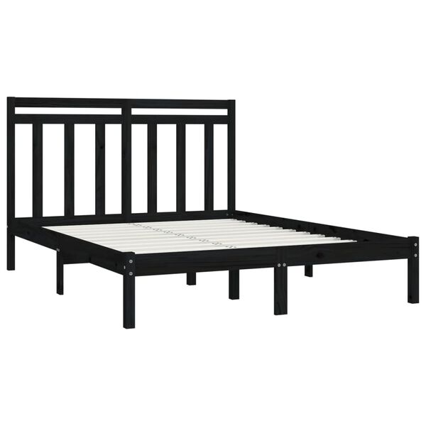 vidaXL Bed Frame without Mattress Black 150x200 cm King Size Solid Wood