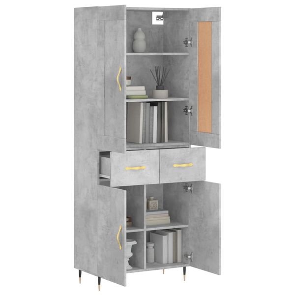 vidaXL Highboard Concrete Grey 69.5x34x180 cm Engineered Wood