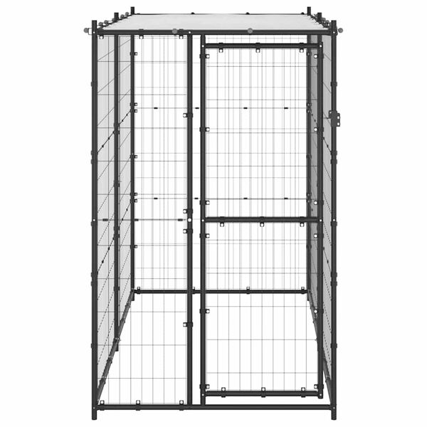vidaXL Outdoor Dog Kennel Steel with Roof 110x220x180 cm