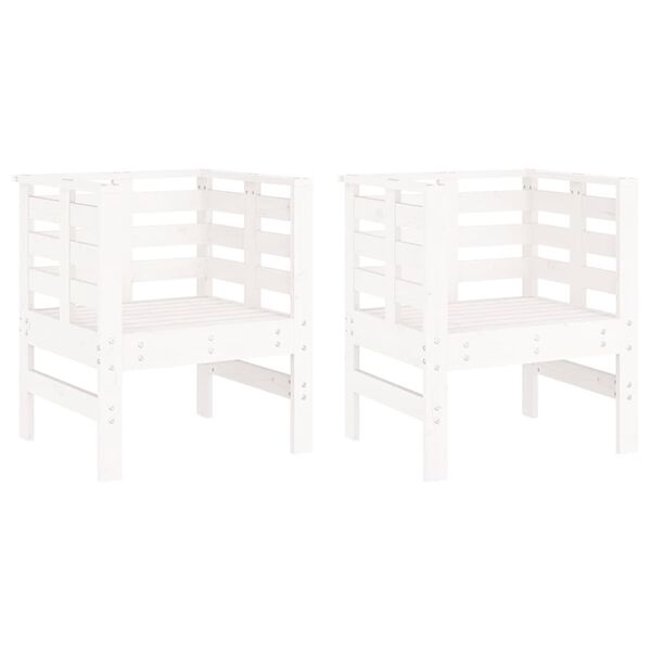 vidaXL Garden Chairs 2 pcs White 61.5x53x71 cm Solid Wood Pine
