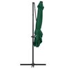 vidaXL Cantilever Garden Parasol with LED lights and Steel Pole 250x250 cm Green
