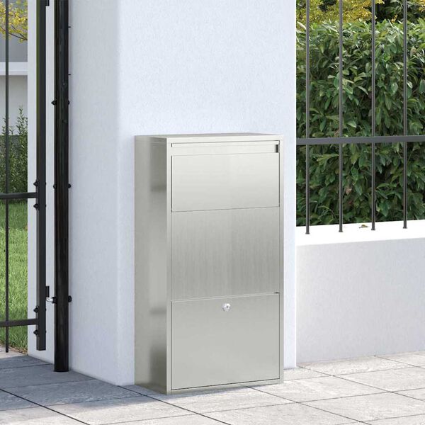 vidaXL Parcel Drop Box Silver 44 x 22 x 82 cm Galvanised Steel