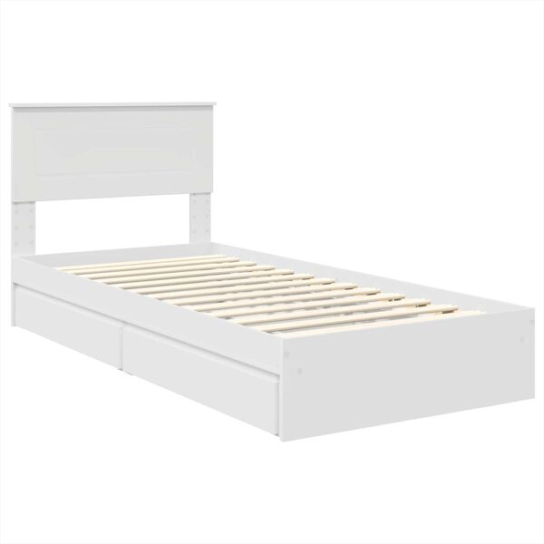 vidaXL Storage Bed with Headboard White 90 x 190 cm Engineered Wood