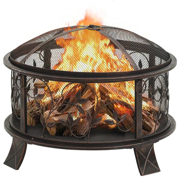 vidaXL Rustic Fire Pit with Poker 67.5 cm XXL Steel