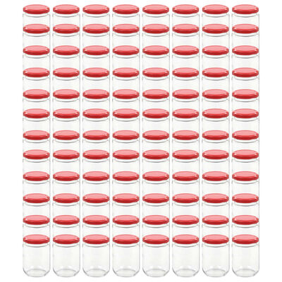 vidaXL Glass Jam Jars with Red Lid 96 pcs 230 ml