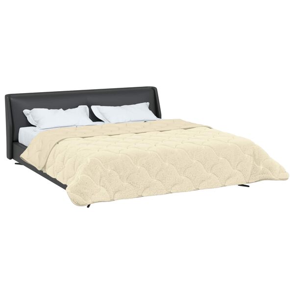 vidaXL Winter Duvet Cream 220 x 240 cm Microfiber and Teddy fleece